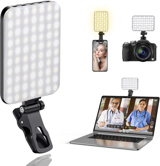 ✨Portable 60-LED Selfie & Video Light – CRI 97+, 3 Modes, Clip-On + Tripod Ready, Rechargeable for Phone, Laptop & Camera